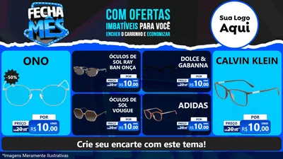 Modelo de TV para TV Horizontal com o tema Fecha Mês para Óticas