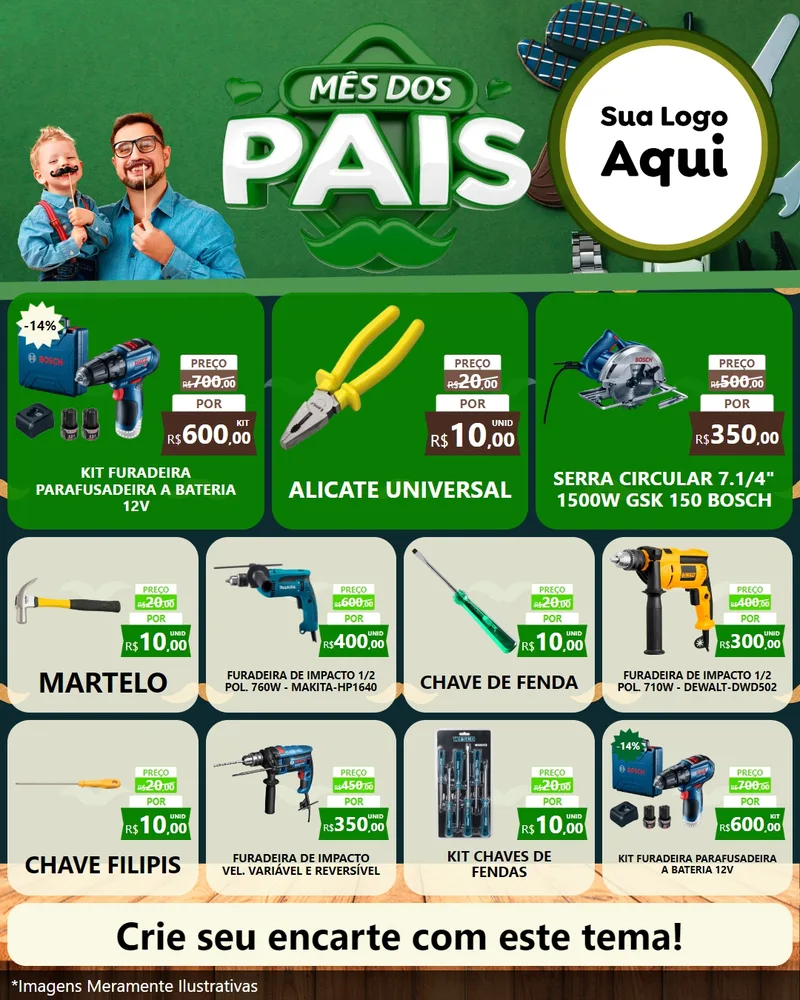 Modelo de Rede Social para Feed Instagram com o tema Mês dos Pais para Maquinas e Ferramentas
