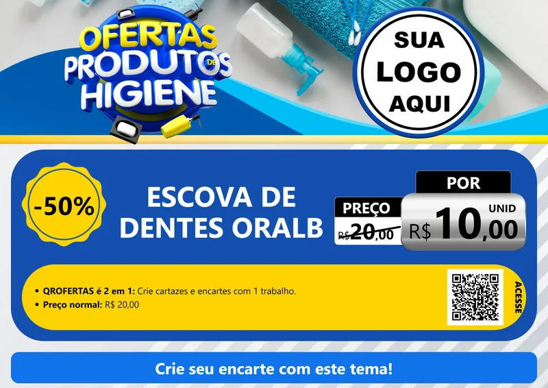 Modelo de Cartaz para Cartaz A4 Horizontal com o tema Ofertas Produtos de Higiene para Higiene Pessoal
