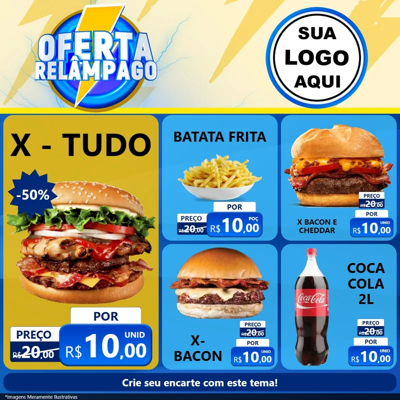 Modelo de Rede Social para Feed Facebook com o tema Oferta Relâmpago para Hamburgueria