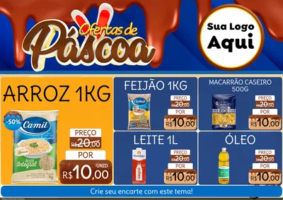 Modelo de Encarte para Encarte A4 Horizontal com o tema Ofertas de Páscoa para Supermercado