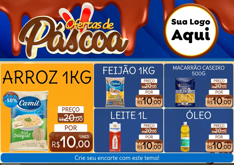 Modelo de Encarte para Encarte A4 Horizontal com o tema Ofertas de Páscoa para Supermercado