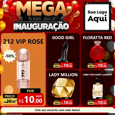 Modelo de Rede Social para Feed Facebook com o tema Mega Inauguração para Perfumes