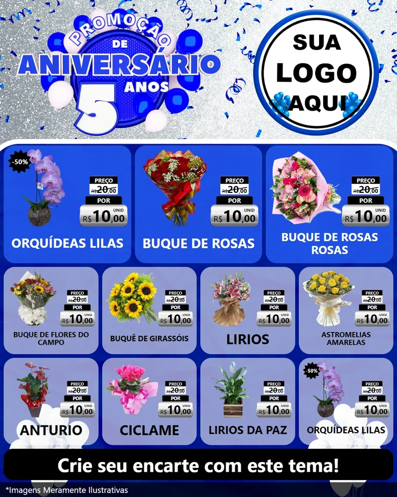 Modelo de Rede Social para Feed Instagram com o tema Promoção de Aniversário - 5 Anos para Floricultura e jardim