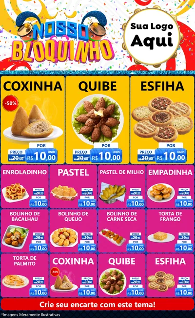 Modelo de Encarte para Encarte Grande com o tema Nosso Bloquinho para Salgadaria