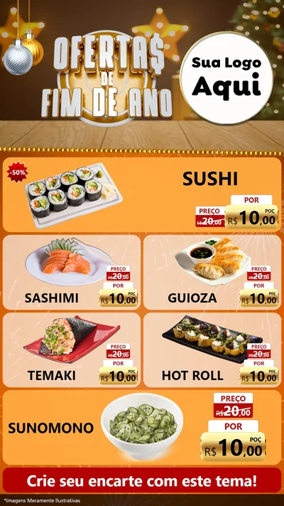 Modelo de TV para TV Vertical com o tema Ofertas de Fim de Ano para Comida japonesa