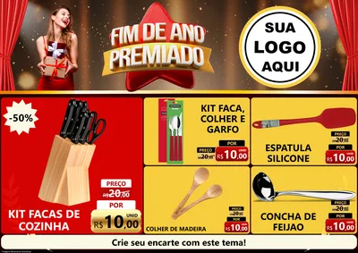 Modelo de Encarte para Encarte A4 Horizontal com o tema Fim de Ano Premiado para Utilidades Domésticas