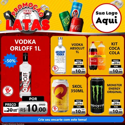 Modelo de Rede Social para Feed Facebook com o tema Promoção nas Latas para Distribuidora de bebidas