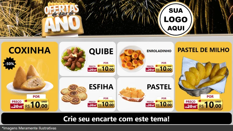 Modelo de TV para TV Horizontal com o tema Ofertas de Fim de Ano para Salgadaria