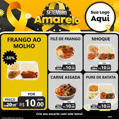 Modelo de Rede Social para Feed Facebook com o tema Setembro Amarelo para Restaurante