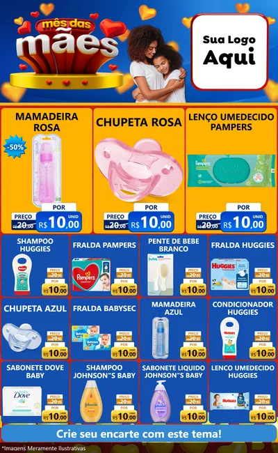 Modelo de Encarte para Encarte Grande com o tema Mês das Mães para Bebês