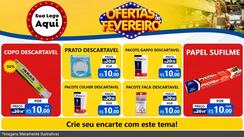 Modelo de TV para TV Horizontal com o tema Ofertas de Fevereiro para Embalagens