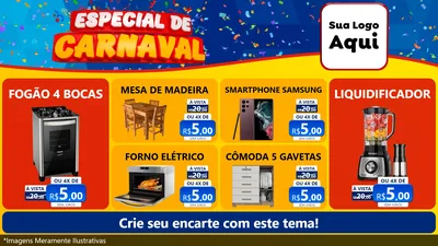 Modelo de TV para TV Horizontal com o tema Especial de Carnaval para Móveis e Eletro