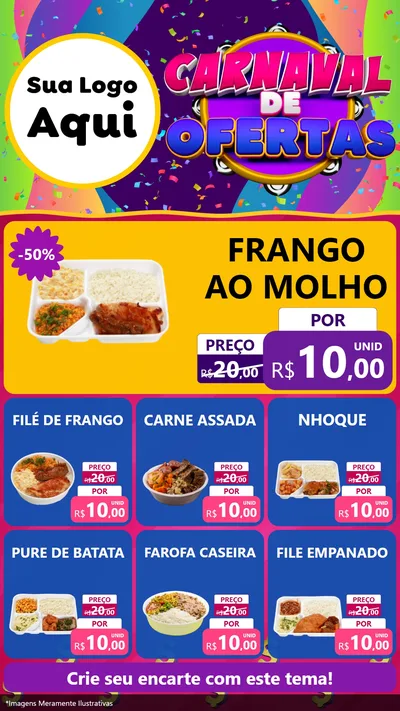 Modelo de Rede Social para Stories com o tema Carnaval de Ofertas para Restaurante