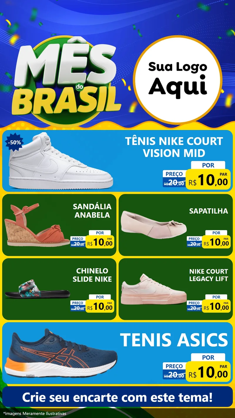 Modelo de TV para TV Vertical com o tema Mês do Brasil para Calçados