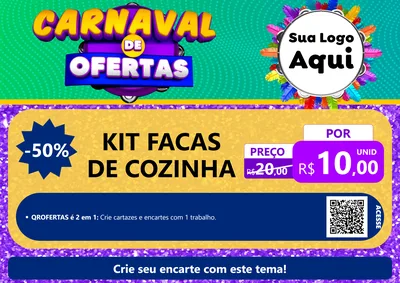 Modelo de Cartaz para Cartaz A4 Horizontal com o tema Carnaval de Ofertas para Utilidades Domésticas