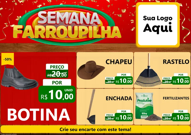 Modelo de Encarte para Encarte A4 Horizontal com o tema Semana Farroupilha para Agropecuária