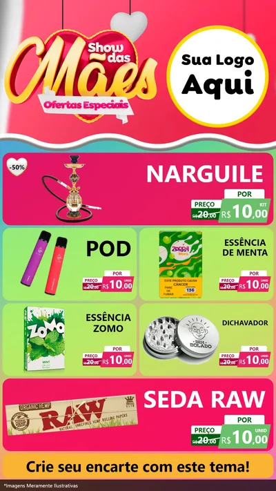 Modelo de TV para TV Vertical com o tema Show das Mães - Ofertas Especiais para Tabacaria