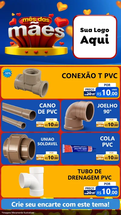 Modelo de TV para TV Vertical com o tema Mês das Mães para Tubos e conexões