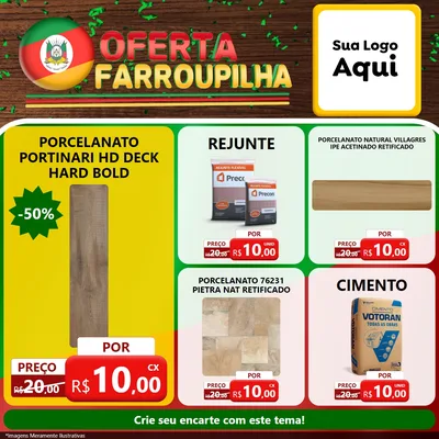 Modelo de Rede Social para Feed Facebook com o tema Oferta Farroupilha para Pisos e revestimentos