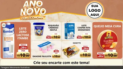 Modelo de TV para TV Horizontal com o tema Ano Novo Com Economia para Frios e Laticínios