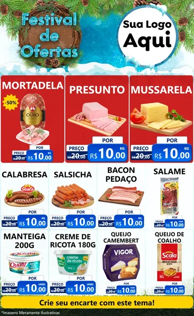 Modelo de Encarte para Encarte Grande com o tema Festival de Ofertas - Inverno para Frios e Laticínios