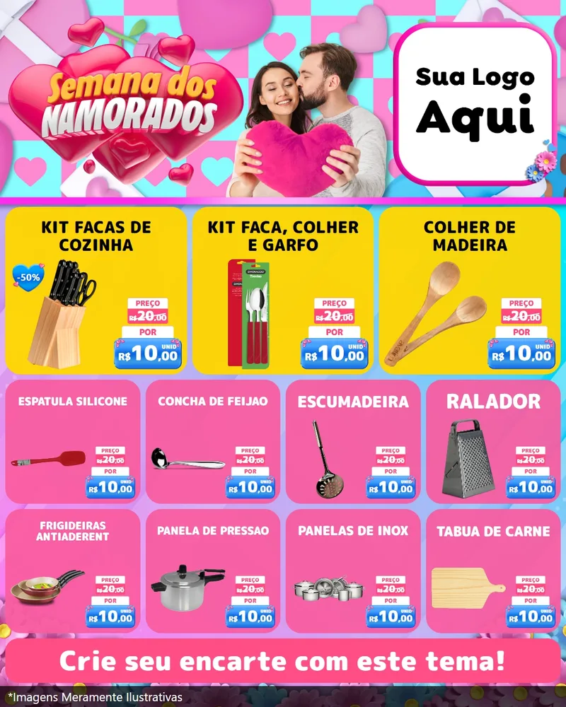 Modelo de Rede Social para Feed Instagram com o tema Semana dos Namorados para Utilidades Domésticas