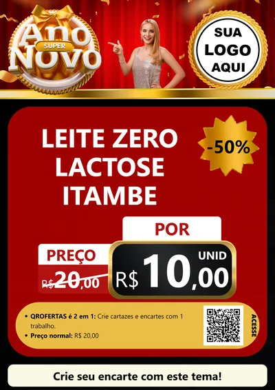 Modelo de Cartaz para Cartaz A4 Vertical com o tema Super Ano Novo para Frios e Laticínios