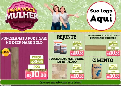 Modelo de Encarte para Encarte A4 Horizontal com o tema Para Você Mulher para Pisos e revestimentos