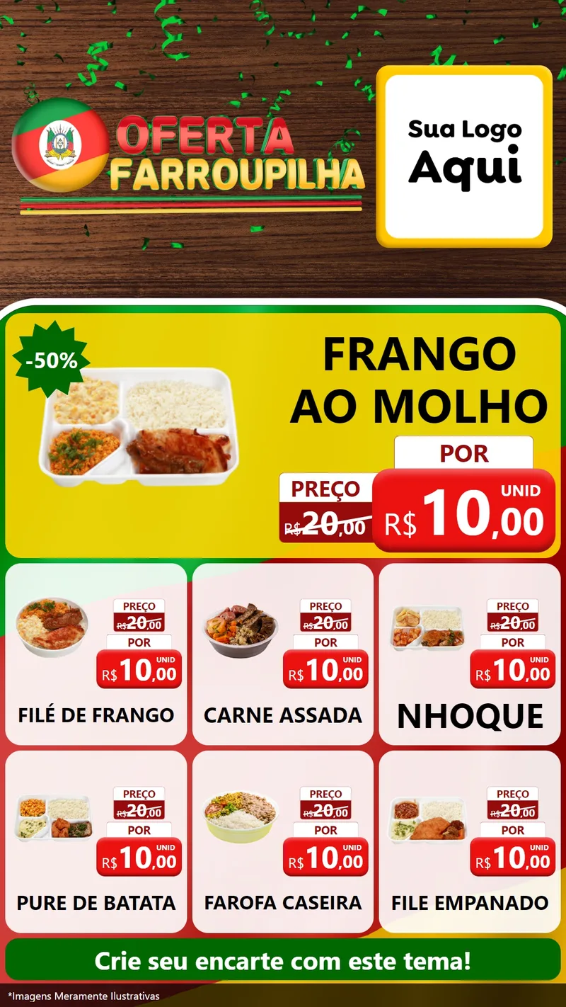 Modelo de Rede Social para Stories com o tema Oferta Farroupilha para Restaurante