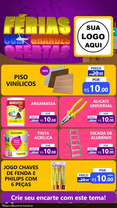 Modelo de TV para TV Vertical com o tema Férias com Grandes Ofertas para Material para Construção