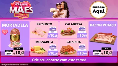 Modelo de TV para TV Horizontal com o tema Mês das Mães Imperdível para Frios e Laticínios