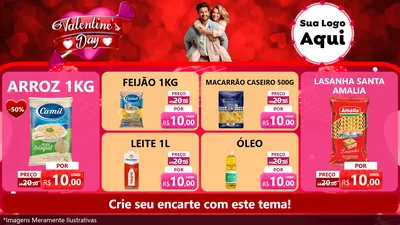 Modelo de TV para TV Horizontal com o tema Valentine's Day para Supermercado