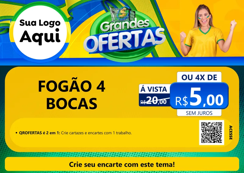 Modelo de Cartaz para Cartaz A4 Horizontal com o tema Grandes Ofertas para Móveis e Eletro
