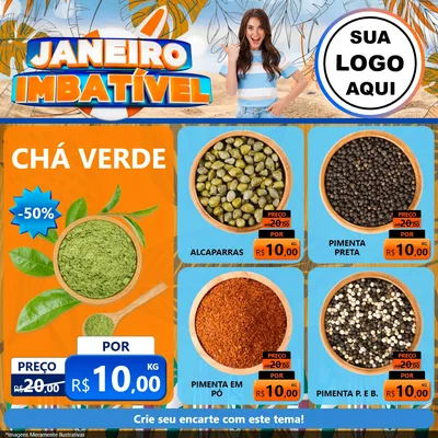 Modelo de Rede Social para Feed Facebook com o tema Janeiro Imbatível para Produtos Naturais