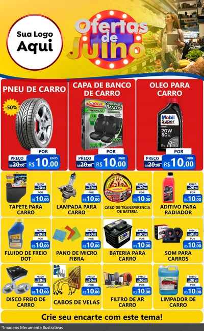 Modelo de Encarte para Encarte Grande com o tema Ofertas de Julho para Auto peças