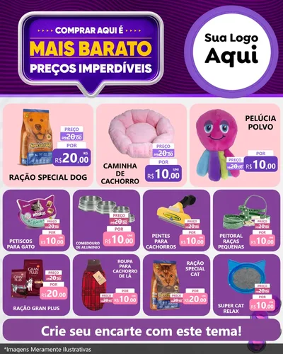 Modelo de Rede Social para Feed Instagram com o tema Mais Barato para Pet Shop
