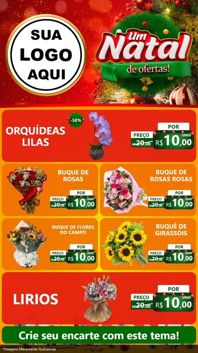 Modelo de TV para TV Vertical com o tema Um Natal de Ofertas para Floricultura e jardim