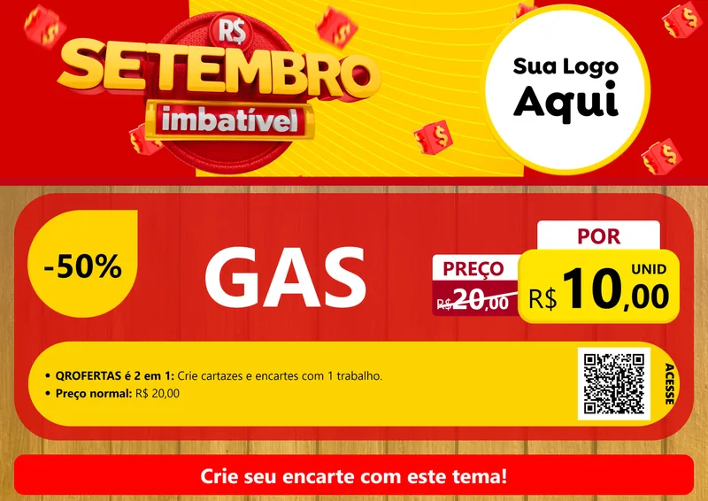Modelo de Cartaz para Cartaz A4 Horizontal com o tema Setembro Imbatível para Água e gás