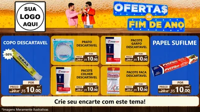 Modelo de TV para TV Horizontal com o tema Ofertas de Fim de Ano para Embalagens