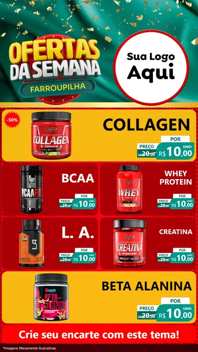 Modelo de TV para TV Vertical com o tema Ofertas da Semana Farroupilha para Suplementos alimentares
