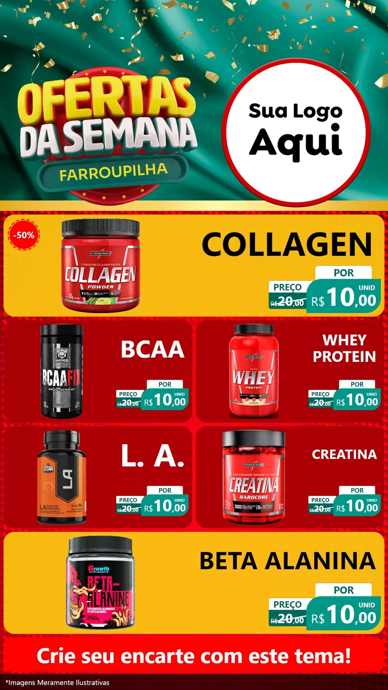 Modelo de TV para TV Vertical com o tema Ofertas da Semana Farroupilha para Suplementos alimentares
