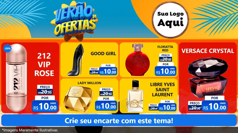 Modelo de TV para TV Horizontal com o tema Verão de Ofertas para Perfumes