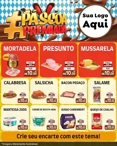 Modelo de Rede Social para Feed Instagram com o tema Páscoa Premiada para Frios e Laticínios