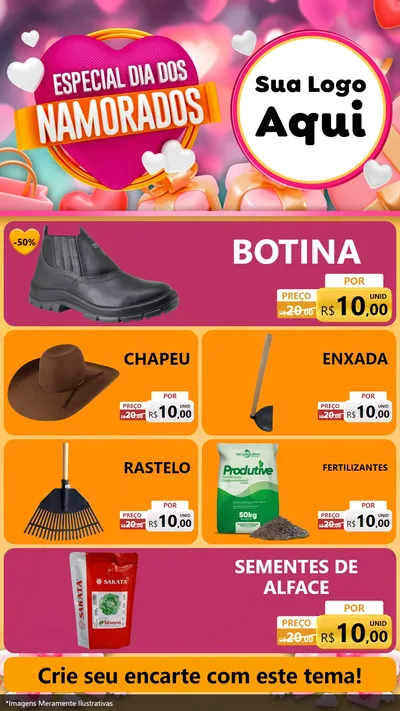 Modelo de TV para TV Vertical com o tema Especial Dia dos Namorados para Agropecuária