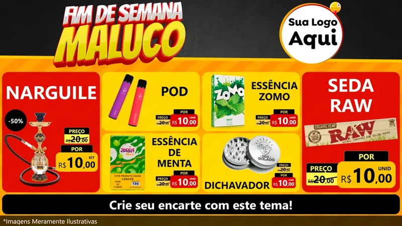 Modelo de TV para TV Horizontal com o tema Final de Semana Maluco para Tabacaria