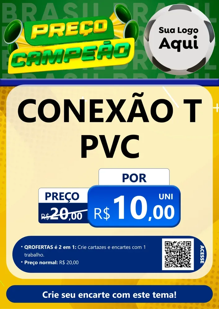 Modelo de Cartaz para Cartaz A4 Vertical com o tema Preço Campeão - Copa para Tubos e conexões