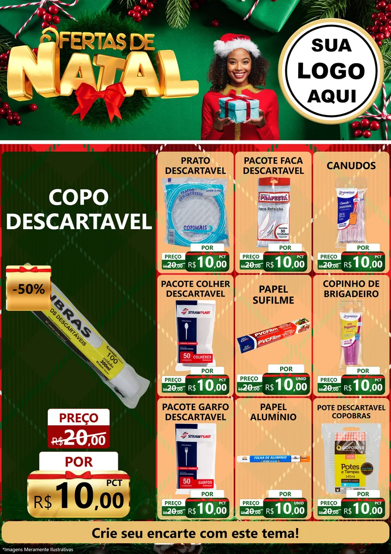 Modelo de Encarte para Encarte A4 Vertical com o tema Ofertas de Natal para Embalagens