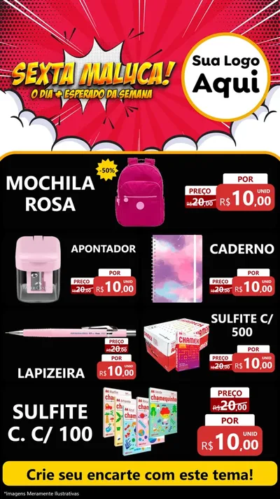 Modelo de TV para TV Vertical com o tema Sexta Maluca! para Papelaria