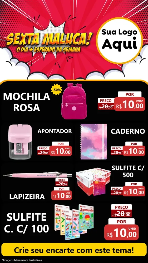 Modelo de TV para TV Vertical com o tema Sexta Maluca! para Papelaria